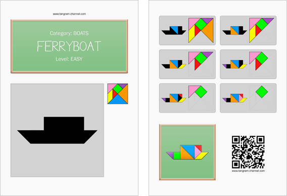 Tangram worksheet 164 : Ferryboat - This worksheet is available for free download at http://www.tangram-channel.com