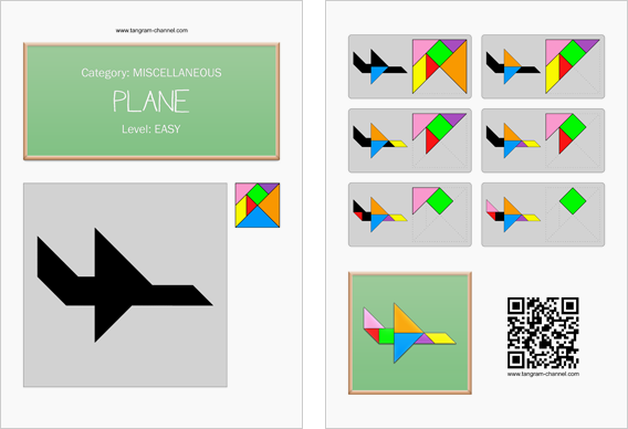 Tangram worksheet 58 : Plane - This worksheet is available for free download at http://www.tangram-channel.com