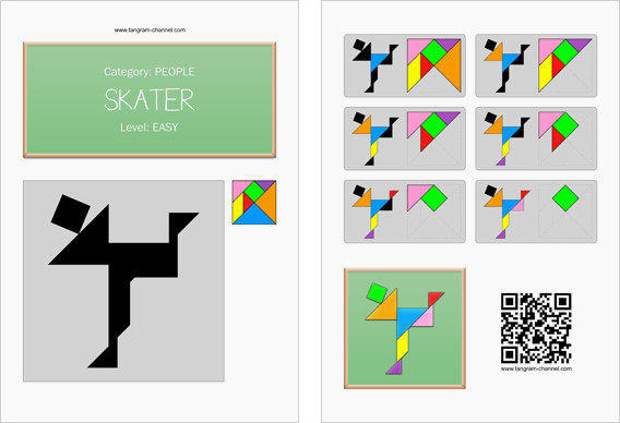 Tangram worksheet 8 : Skater - This worksheet is available for free download at http://www.tangram-channel.com