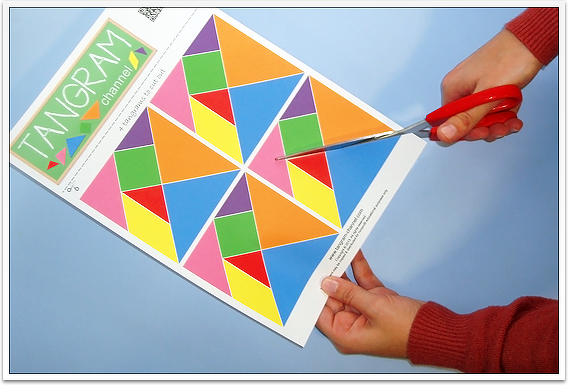 Four sets of tangram pieces - Download for free at http://www.tangram-channel.com/tangrams-to-cut-out/