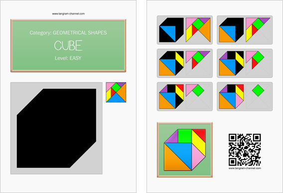 Tangram worksheet 11 : Cube - This worksheet is available for free download at http://www.tangram-channel.com