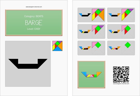 Tangram worksheet 166 : Barge - This worksheet is available for free download at http://www.tangram-channel.com