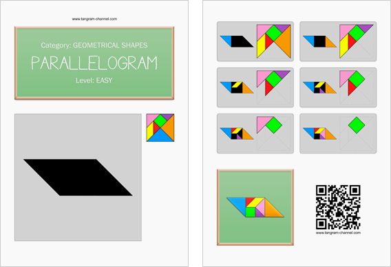 Tangram worksheet 79 : Parallelogram - This worksheet is available for free download at http://www.tangram-channel.com