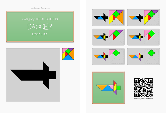 Tangram worksheet 211 : Dagger - This worksheet is available for free download at http://www.tangram-channel.com