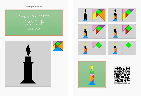 Tangram worksheet 21 : Candle - This worksheet is available for free download at http://www.tangram-channel.com