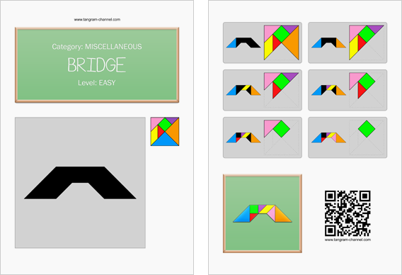 Tangram worksheet 27 : Bridge - This worksheet is available for free download at http://www.tangram-channel.com