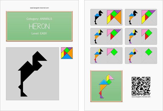 Tangram worksheet 204 : Heron - This worksheet is available for free download at http://www.tangram-channel.com