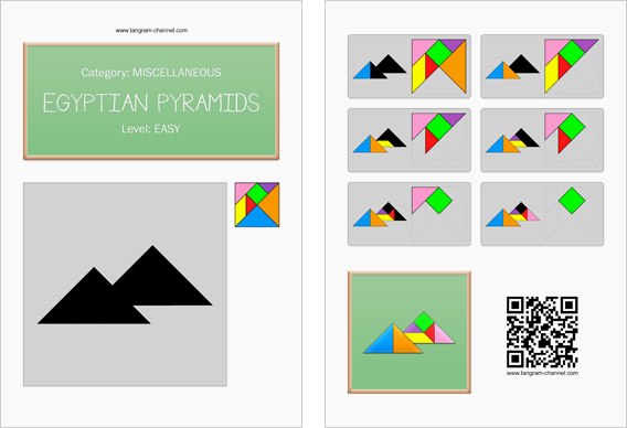 Tangram worksheet 183 : Egyptian pyramids - This worksheet is available for free download at http://www.tangram-channel.com