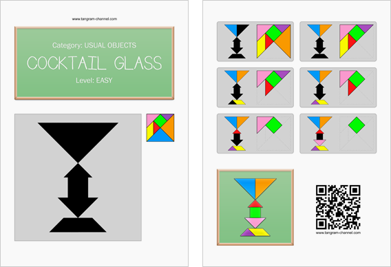 Tangram worksheet 97 : Cocktail glass - This worksheet is available for free download at http://www.tangram-channel.com