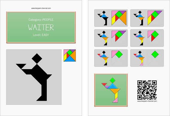 Tangram worksheet 72 : Waiter - This worksheet is available for free download at http://www.tangram-channel.com