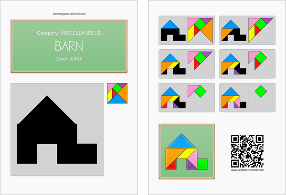 Tangram worksheet 6 : Barn - This worksheet is available for free download at http://www.tangram-channel.com