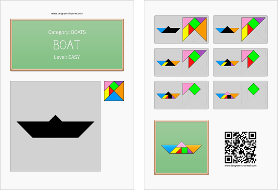 Tangram worksheet 38 : Boat - This worksheet is available for free download at http://www.tangram-channel.com