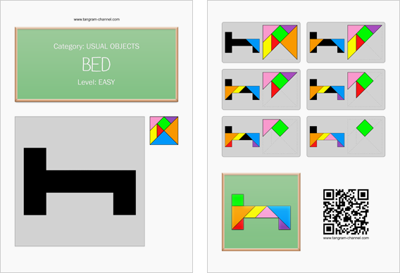 Tangram worksheet 271 : Bed - This worksheet is available for free download at http://www.tangram-channel.com