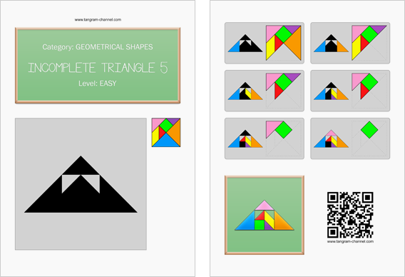 Tangram worksheet 226 : Incomplete triangle 5 - This worksheet is available for free download at http://www.tangram-channel.com