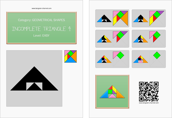 Tangram worksheet 220 : Incomplete triangle 4 - This worksheet is available for free download at http://www.tangram-channel.com