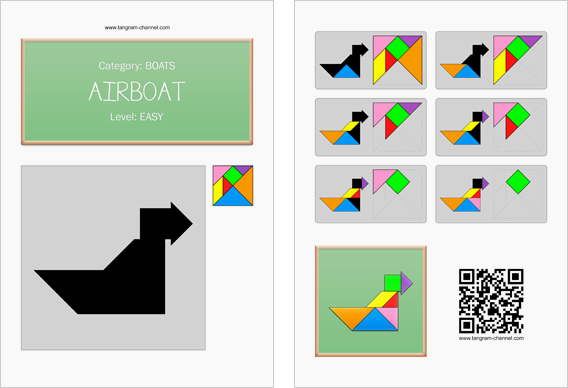 Tangram worksheet 182 : Airboat - This worksheet is available for free download at http://www.tangram-channel.com