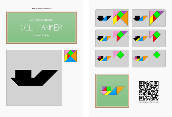 Tangram worksheet 200 : Oil tanker - This worksheet is available for free download at http://www.tangram-channel.com