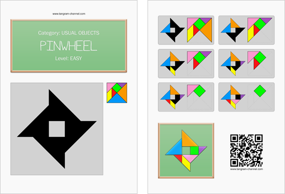 Tangram worksheet 85 : Pinwheel - This worksheet is available for free download at http://www.tangram-channel.com