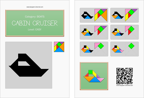 Tangram worksheet 103 : Cabin cruiser - This worksheet is available for free download at http://www.tangram-channel.com