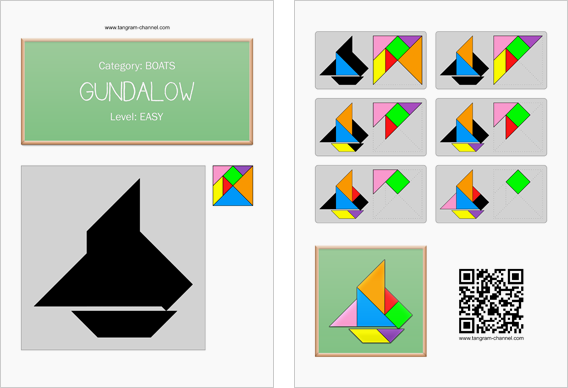 Tangram worksheet 266 : Gundalow - This worksheet is available for free download at http://www.tangram-channel.com