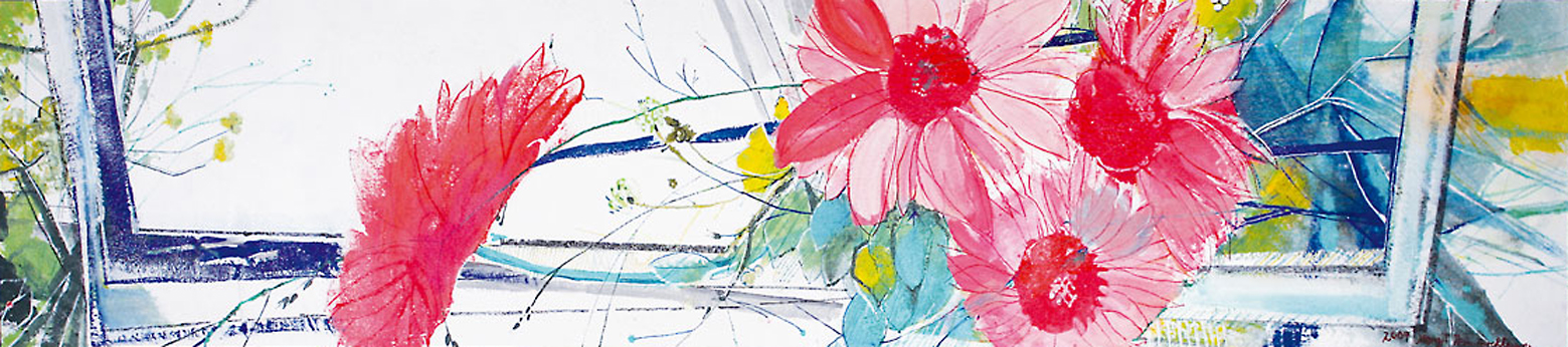 Bild, "Frühling", Mischtechnik, 230 x 50 cm