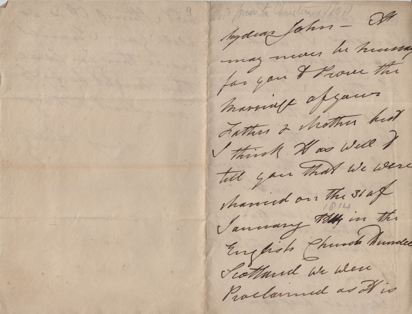 From MDL to JHL rec'd prior to Christmas 1848