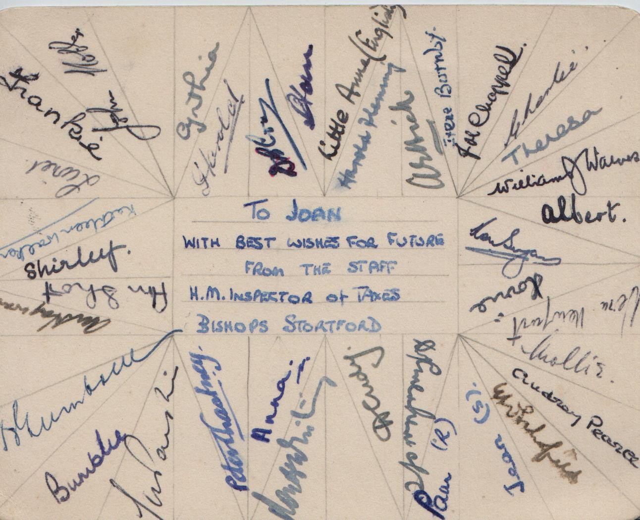 JGML leaving card from HMI Bishop's Stortford