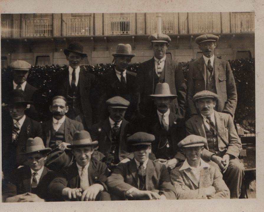 George Sharman (second from the right, back row) possibly taken on a works trip to Southend