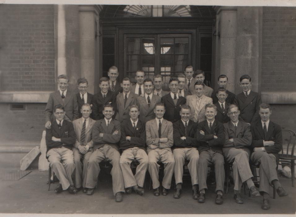 1937 Southend High School for Boys 5th Form. David second from right, front row.