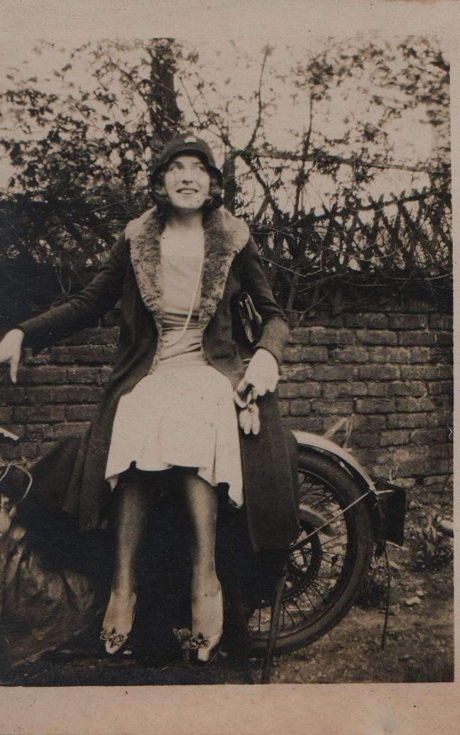 JGML collection: c. 1934 probably Daisy Worboys who married Charles E Sharman in 1937 (see motorbike)