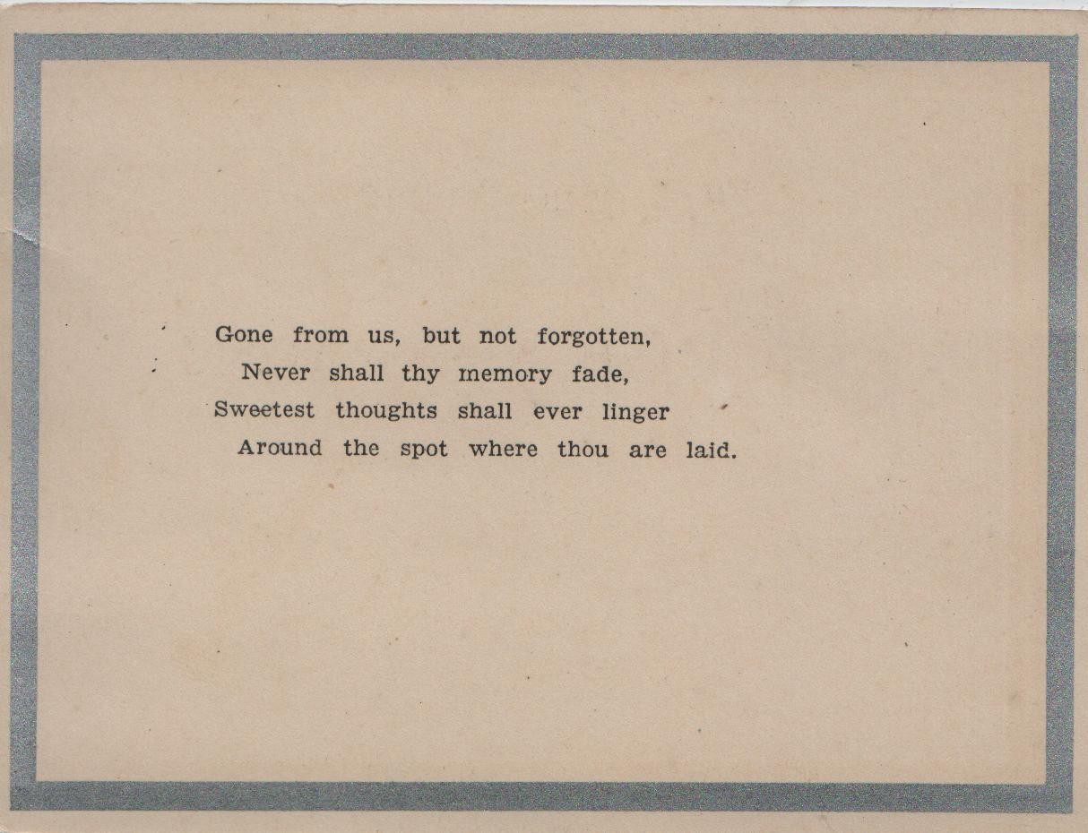 In Loving Memory (for George Sharman d. 27.9.1940)