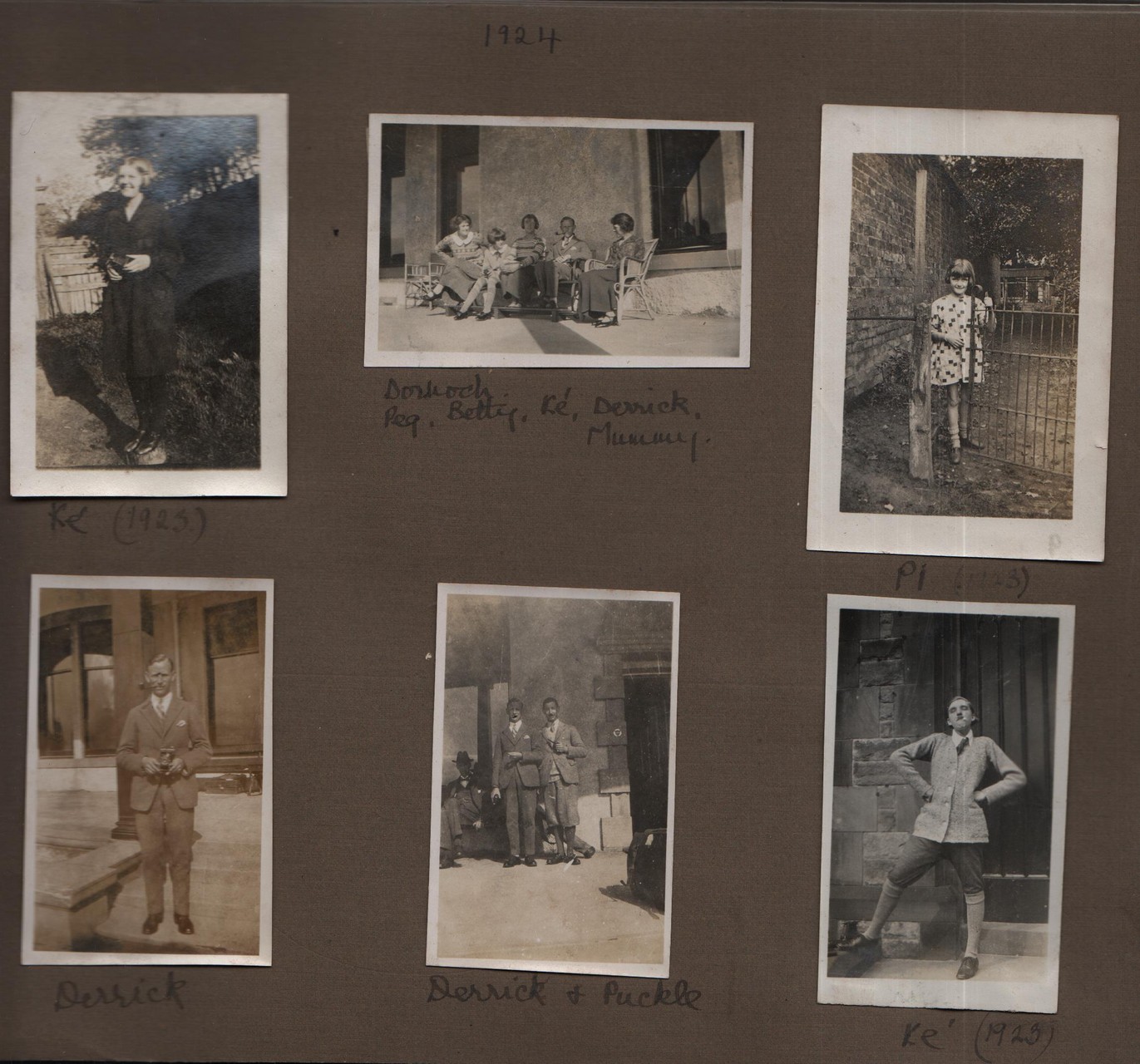 1924: Ke (1023); Dornoch: Peg, Betty, Ke, Derrick, Mummy; Pi (1923); Derrick; Derrick and Puckle; Ke (1923)