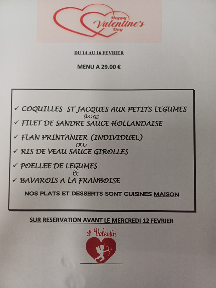 Menu Saint Valentin 2025