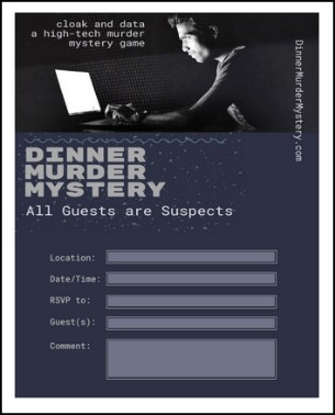 Example of one of our editable digital PDF invitations for your Dinner Murder Mystery party game.
