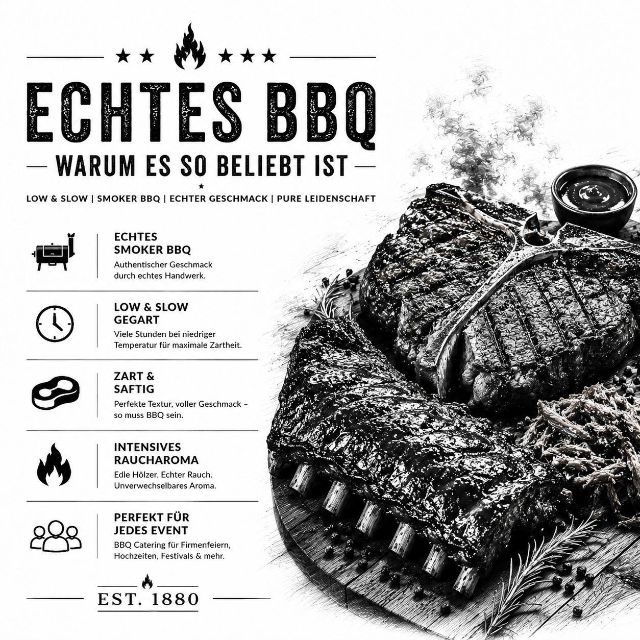 Warum echtes BBQ so beliebt ist? Smoker Catering & American BBQ