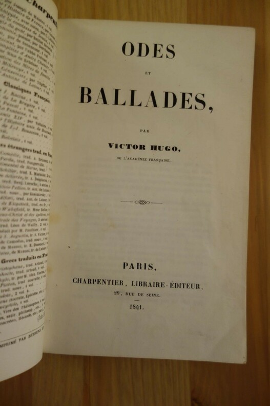 Victor HUGO, Odes et ballades, Charpentier, 1841, belle reliure d'époque, livre rare