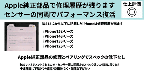 Apple純正部品で修理履歴が残ります センサーの同調でパフォーマンス復活の詳細