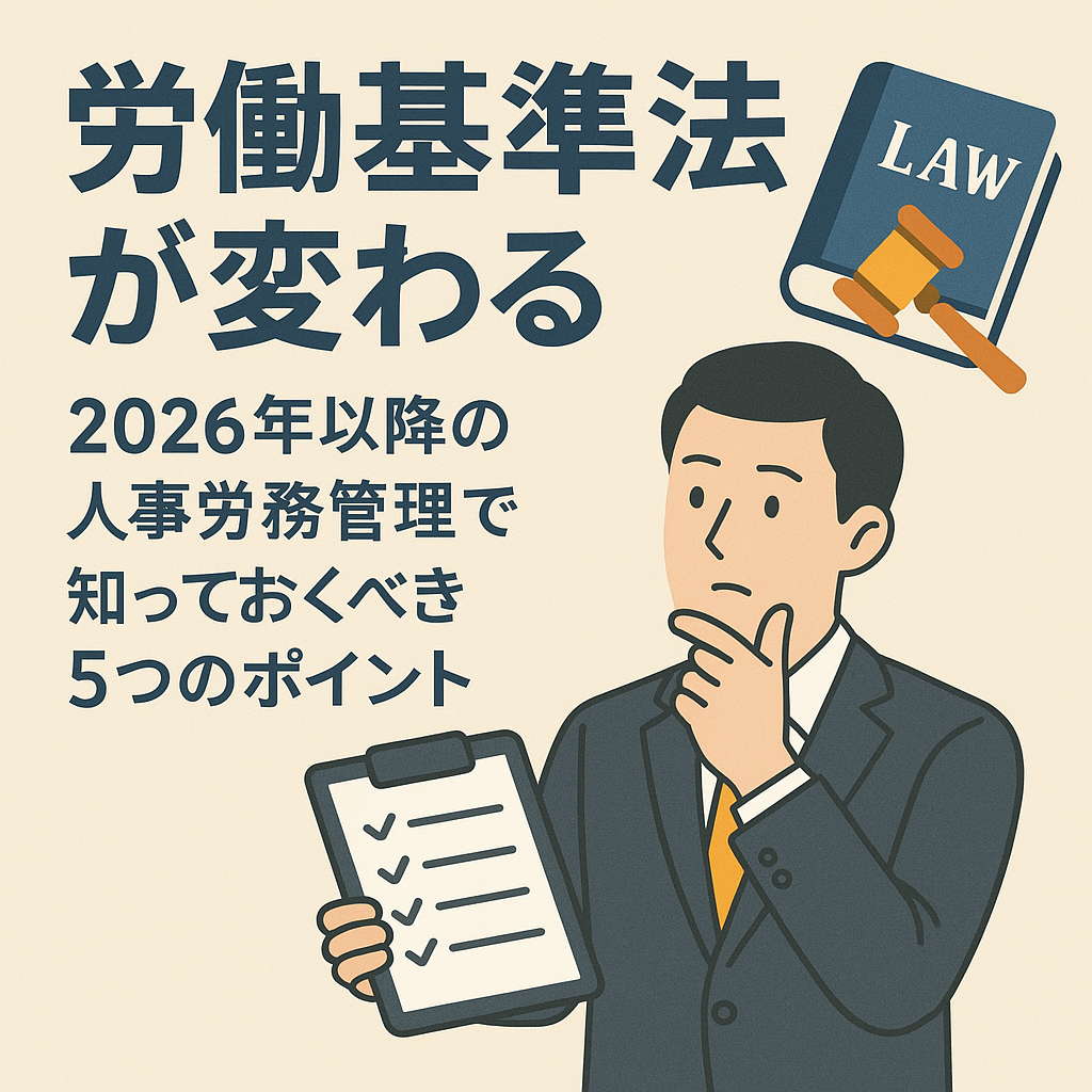 労働基準法が変わる！？2026年以降の人事労務管理で知っておくべき5つのポイント