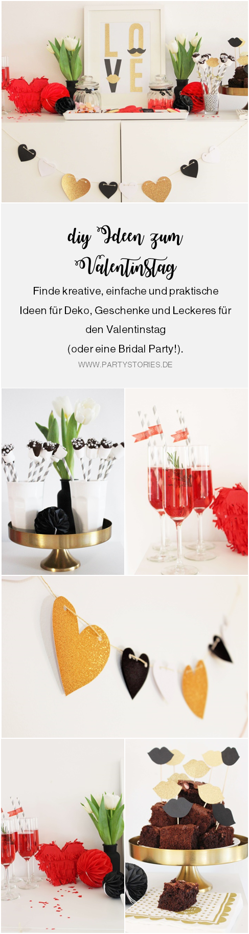 Bild: Valentinstag schön zu feiern ist ganz einfach mit diesen Ideen für Dekoration, Girlanden, Geschenken, Rezepten und praktischen Tipps, gefunden auf www.partystories.de