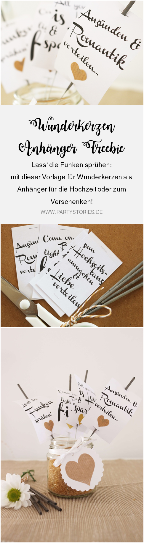 Bild: Vorlage für Wunderkerzen Anhänger als Freebie Vorlage für die Hochzeit oder zum Verschenken; gefunden auf www.Partystories.de