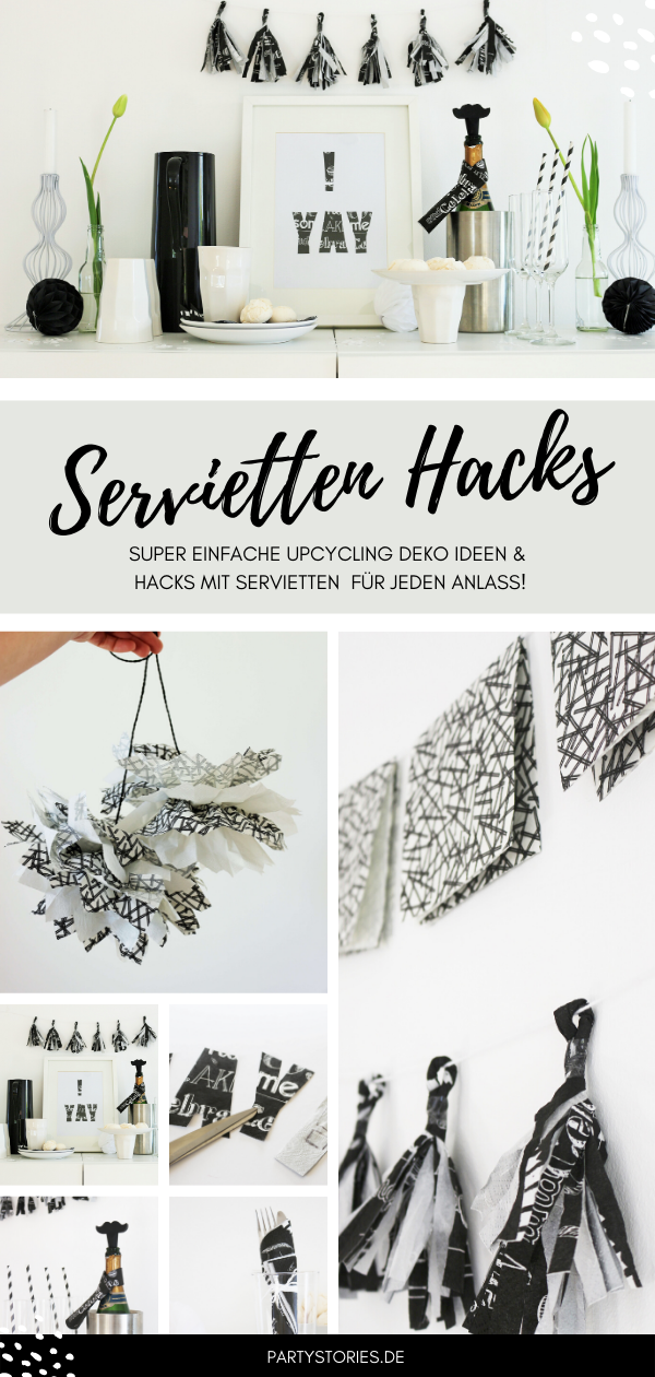 Bild: DIY Party Deko mit Servietten, so einfach kannst Du Deko für eine Party aus Servietten selber machen, gefunden auf www.partystories.de