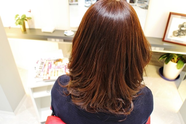 縮毛矯正+毛先カール+ヘアカラー