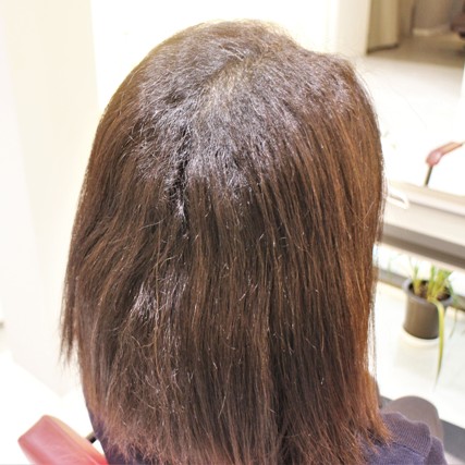 THE縮毛です。新生部(根元から5センチほど)でもともとのくせが判ります。