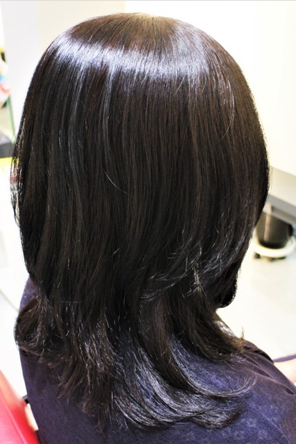 毛先のデジタルパーマで自然に、そしてヘアカラーも一緒にしました ありがとうございました