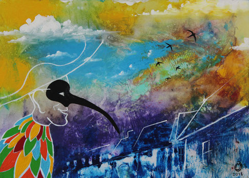"Souvenez-vous"-acrylique sur toile-70*50-2018-360€-location/mois:10€