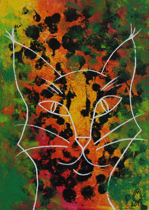"T'as vu l'oiseau"-acrylique sur toile-70*50-2018-350€-location/mois:10€