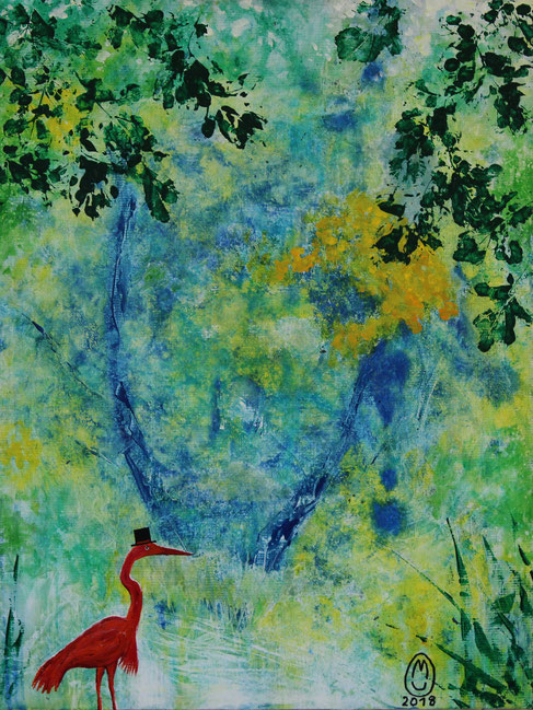 "Le chapeau"-acrylique sur toile-60*78-2018-470€-location/mois:10€