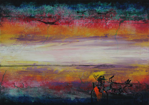 "Bredouille aux bords du lac"-acrylique sur toile-50*70-2017-400€-location/mois:10€