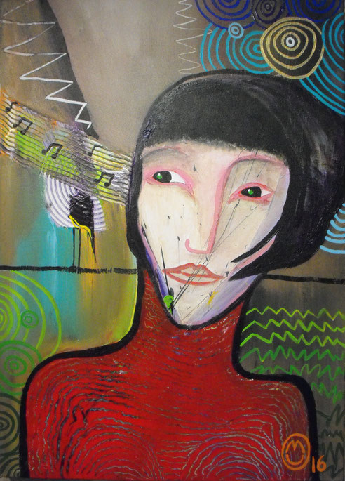 "Le chant"-acrylique sur toile-50*70-2016-400€-location/mois:10€