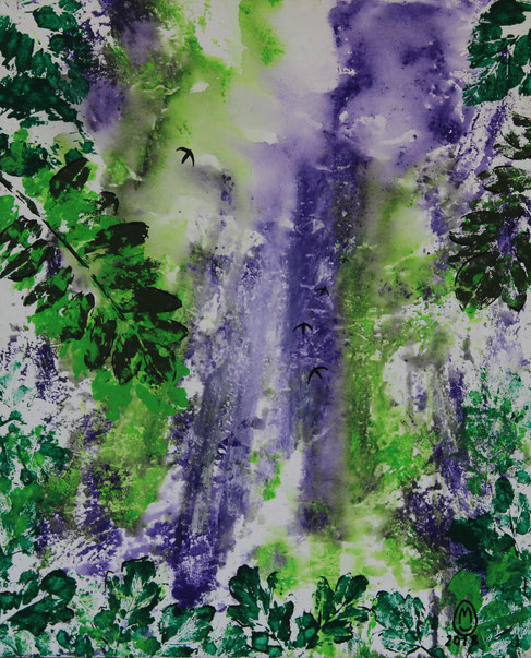 "Forêt d'émeraude"-acrylique sur toile-50*61-2018-400€-location/mois:10€